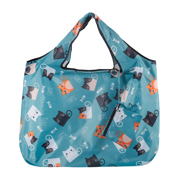 Eco Chic Foldable Reusable Large Shopping Bag Cartoon Cat – Eco