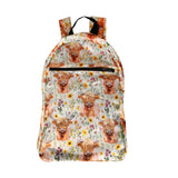 Eco Chic Eco Chic Lightweight Foldable Backpack Floral Highland Cow