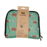 Eco Chic Green Eco Chic Lightweight Foldable Backpack Floral Highland Cow