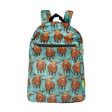 Eco Chic Teal Eco Chic Lightweight Foldable Backpack Highland Cow