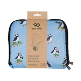 Eco Chic Blue Eco Chic Lightweight Foldable Backpack Multi Puffin