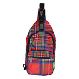 Eco Chic Red Eco Chic Lightweight Foldable Crossbody Bag Tartan