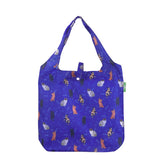 Eco Chic Blue Eco Chic Lightweight Foldable Reusable Shopping Bag Beloved Cats