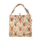 Eco Chic Eco Chic Lightweight Foldable Reusable Shopping Bag Floral Highland Cow