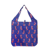 Eco Chic Navy Eco Chic Lightweight Foldable Reusable Shopping Bag Foxes