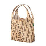 Eco Chic Beige Eco Chic Lightweight Foldable Reusable Shopping Bag Giraffes