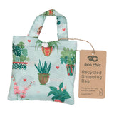 Eco Chic Mint Eco Chic Lightweight Foldable Reusable Shopping Bag House Plant