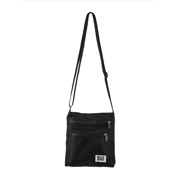 Eco Chic Recycled Canvas Messenger Bag Black - Main Image