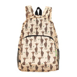 Eco Chic Beige Eco Chic Lightweight Foldable Backpack Giraffes