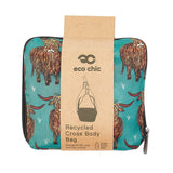 Eco Chic Teal Eco Chic Lightweight Foldable Crossbody Bag Highland Cow