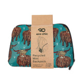 Eco Chic Teal Eco Chic Lightweight Foldable Mini Backpack Highland Cow