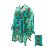 Eco Chic Eco Chic Teal Highland Cow Waterproof Foldable Adult Poncho
