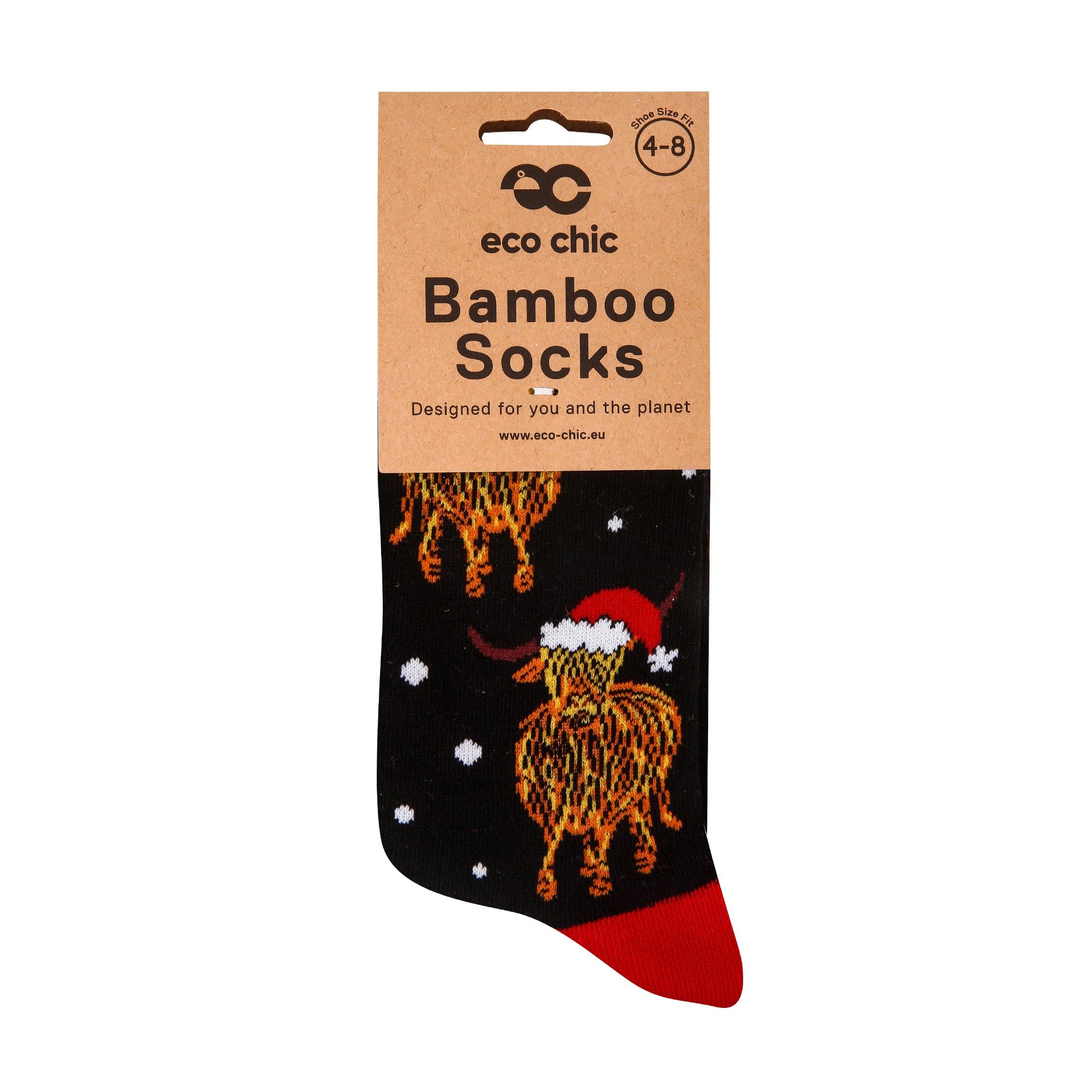 Eco Chic Eco Chic Eco-Friendly Bamboo Christmas Socks Highland Cow