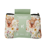 Eco Chic Eco Chic Lightweight Foldable Backpack Floral Highland Cow