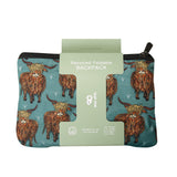 Eco Chic Eco Chic Lightweight Foldable Backpack Highland Cow