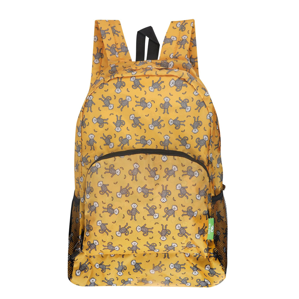 Eco Chic Lightweight Foldable Backpack Monkeys
