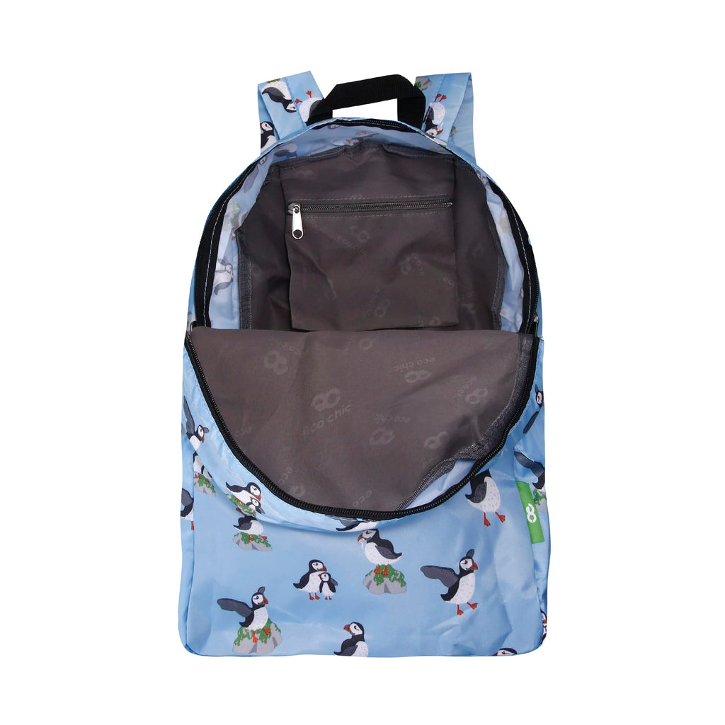 eco chic mini backpack puffin - Recycled Roll-top Wildlife Rucksack feminine patterns Lily Bloom is famous for Personalized Puffin Bag Charm: Back