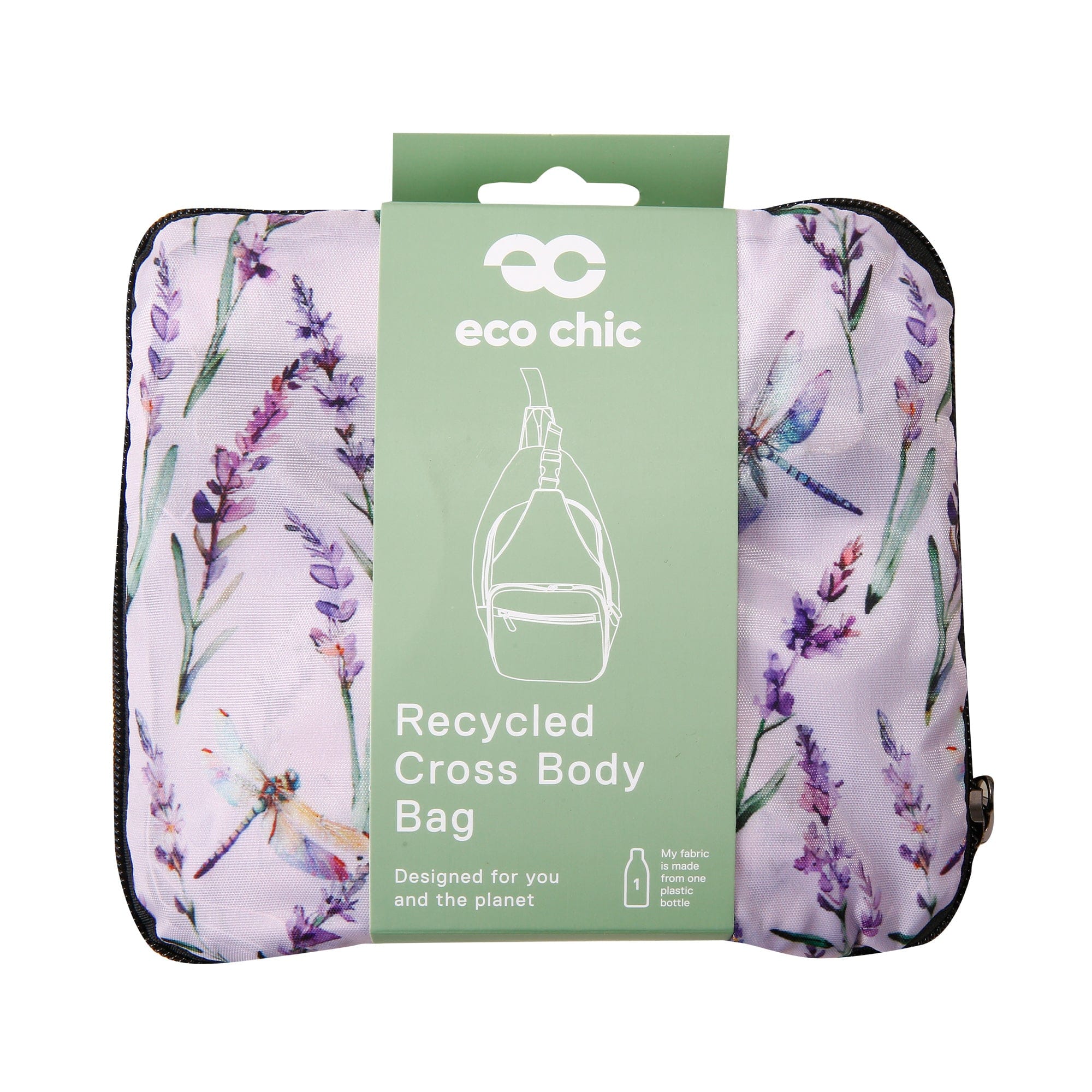 Eco Chic Lightweight Foldable Crossbody Bag Lavender with