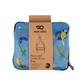 Eco Chic Blue Eco Chic Lightweight Foldable Crossbody Bag RSPB Birds