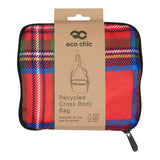 Eco Chic Red Eco Chic Lightweight Foldable Crossbody Bag Tartan