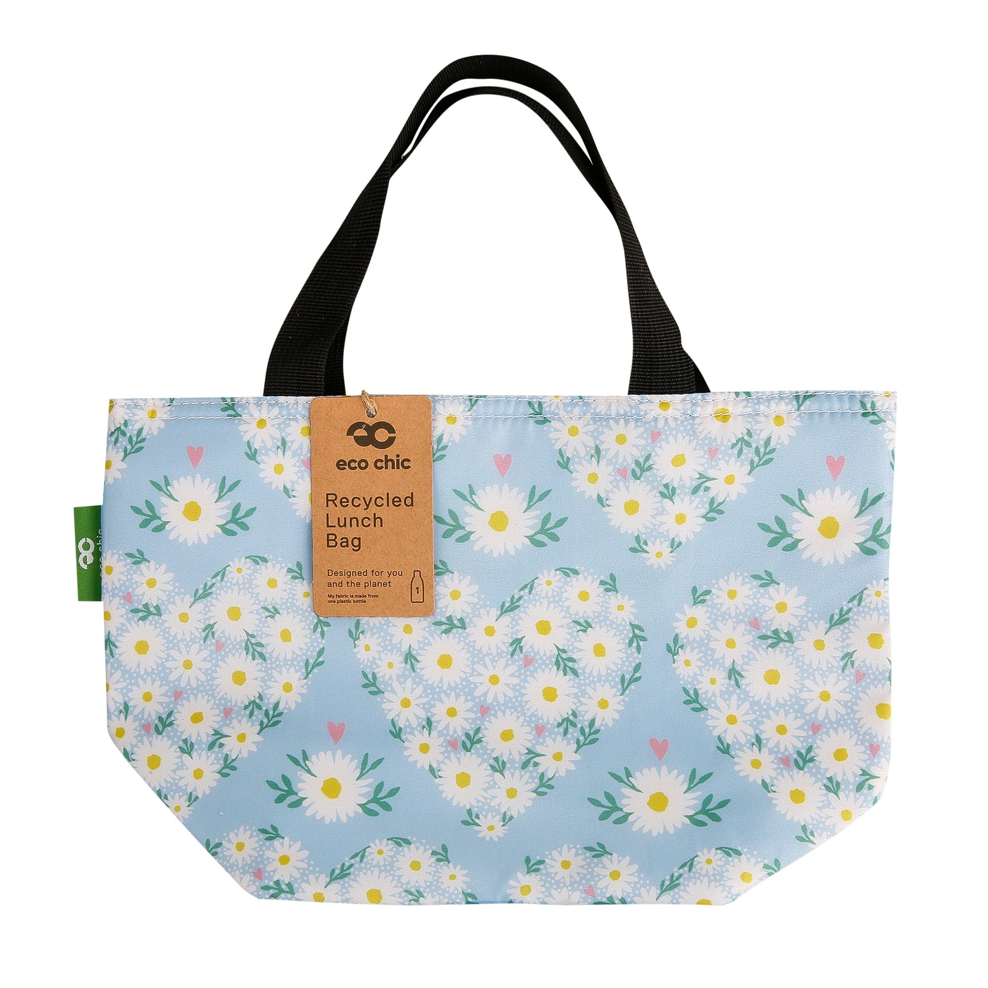Eco Chic Eco Chic Lightweight Foldable Lunch Bag Daisy Hearts