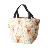 Eco Chic Eco Chic Lightweight Foldable Lunch Bag Floral Highland Cow