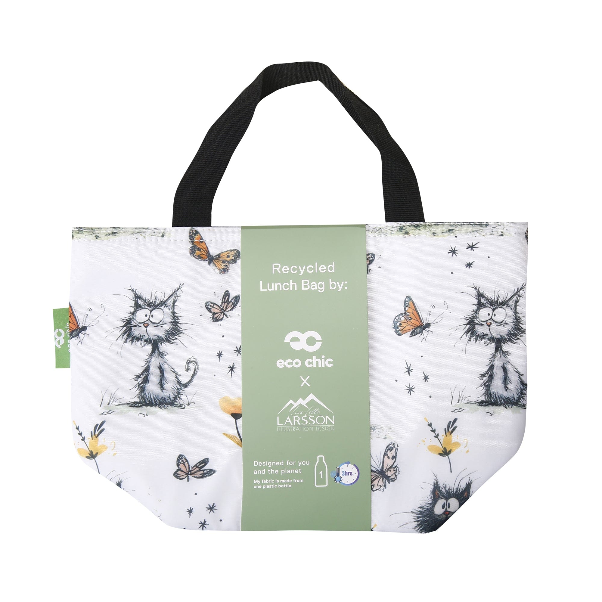 Eco Chic Eco Chic Lightweight Foldable Lunch Bag Whimsy Cats