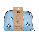 Eco Chic Blue Eco Chic Lightweight Foldable Mini Backpack Multi Puffin