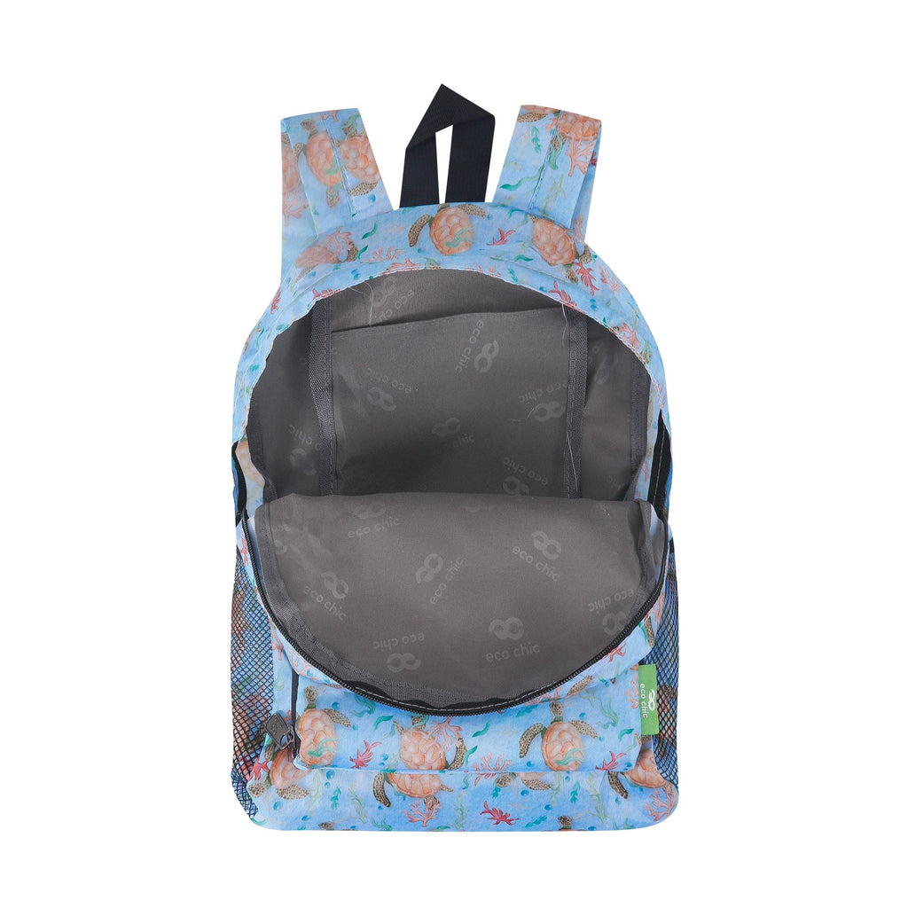 eco chic backpack mini Eco Chic Lightweight Foldable Mini Backpack Sea Turtles