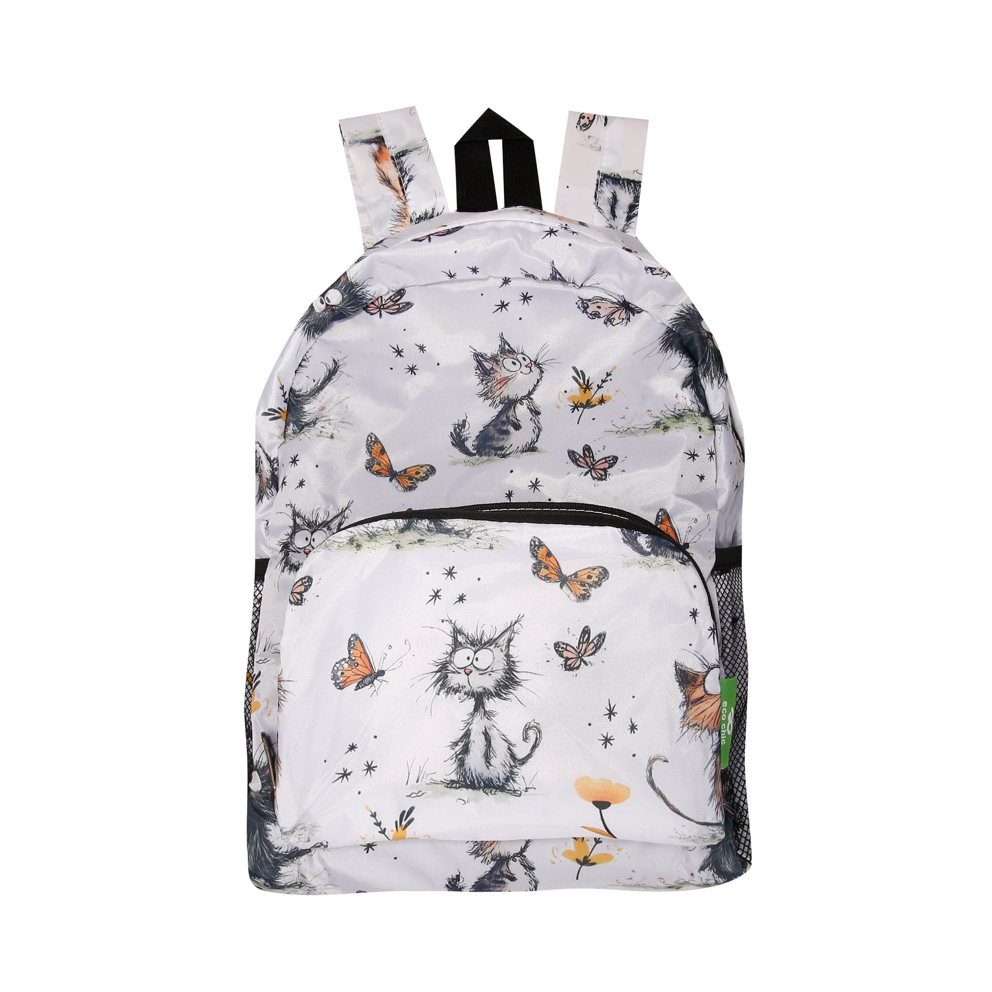 Eco Chic Eco Chic Lightweight Foldable Mini Backpack Whimsy Cats