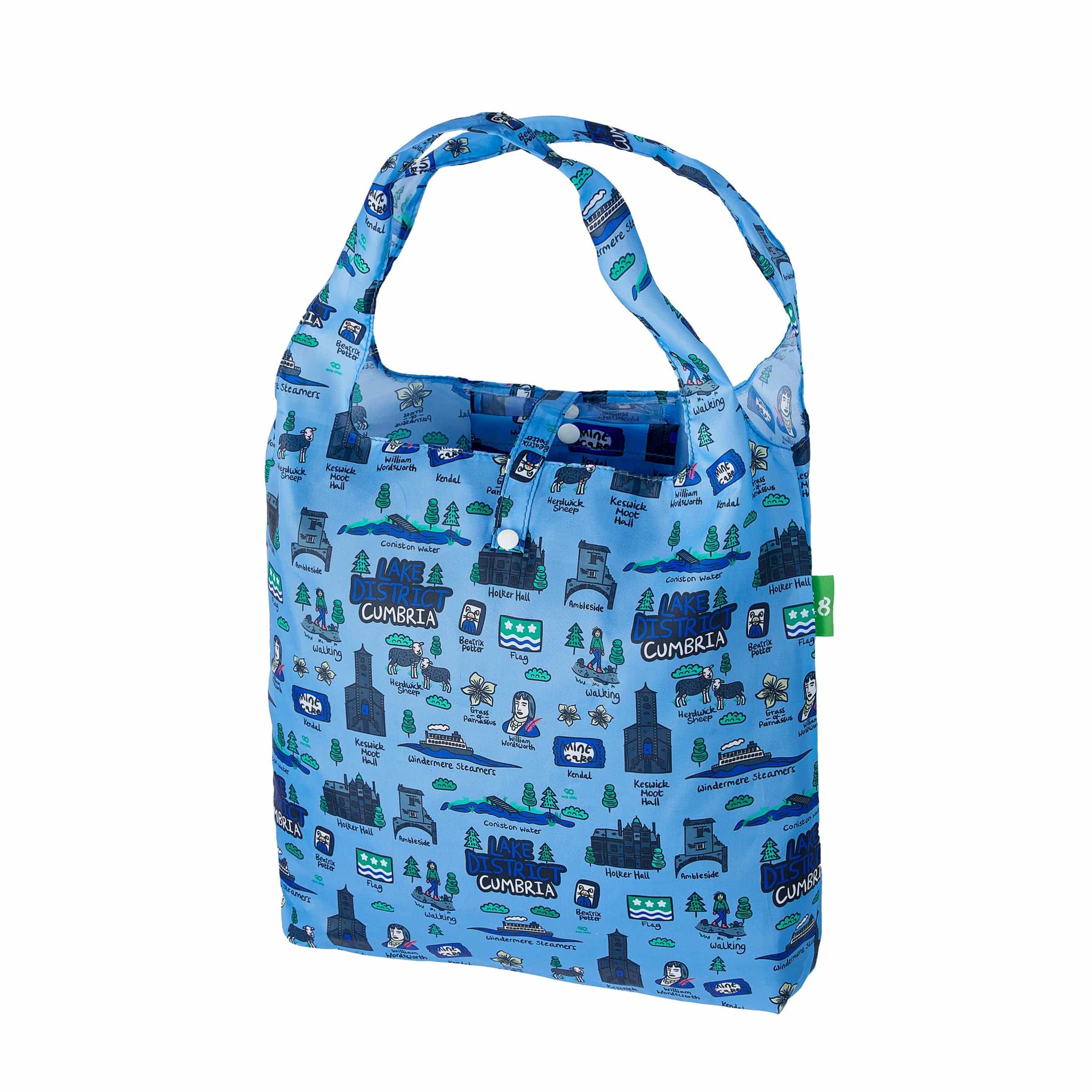 Eco Chic Eco Chic Lightweight Foldable Reusable Shopping Bag Cumbria Blue