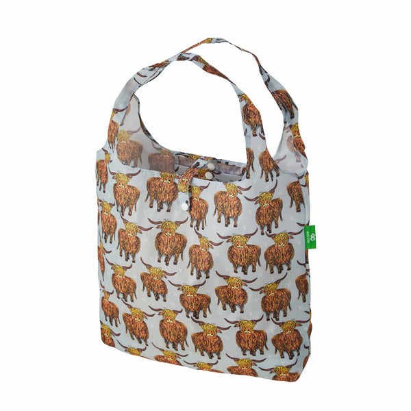 Veqzc Floral Highland Cow Canvas Tote Bag - 15x13.3" Reusable Shopping Bag, Western Boho Gift For Cow Lovers