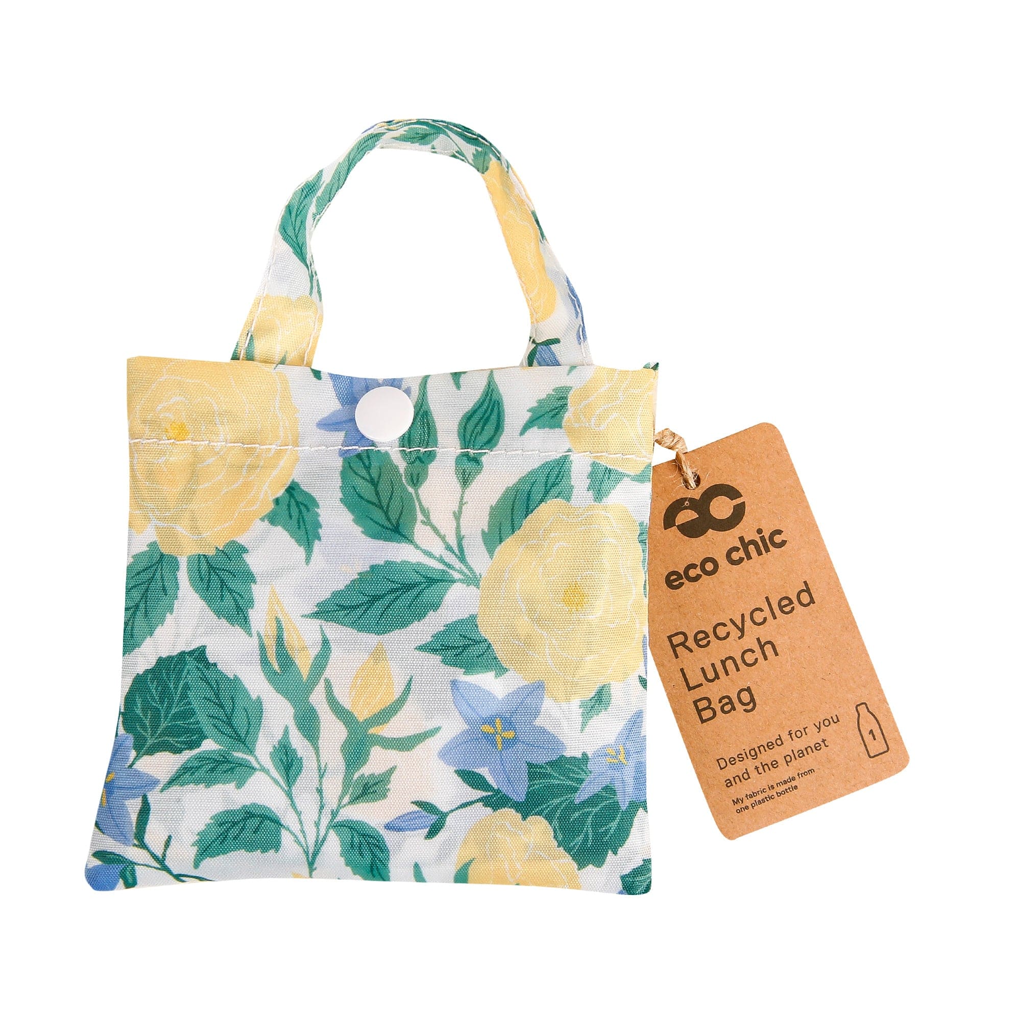 Eco Chic Eco Chic Lightweight Foldable Reusable Shopping Bag Yellow Flowers