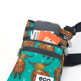 Eco Chic Eco Chic Recycled Canvas Crossbody Phone Bag - Highland Cow