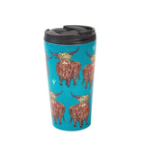 Eco Chic Eco Chic Thermal Coffee Cup Teal Highland Cow